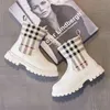 Botas botas criança bota 2023 outono/inverno reino unido malha sapatos clássicos tornozelo botas moda crianças sapatos menina botas tendência grande menino botas 231027