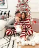 Одинаковая одежда для всей семьи Зимний рождественский пижамный комплект в полоску с принтом для мамы, дочки, папы и сына, детская одежда, мягкая свободная одежда для сна, рождественский туалет