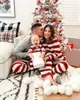 Trajes Trajes a juego para la familia Conjunto de pijamas navideños de invierno Estampado a rayas Mamá Hija Papá Hijo Ropa de bebé Ropa de dormir suelta y suave Baño de Navidad