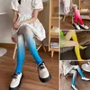 Women Socks Gradient Color Pantyhose Contrast High Elasticity Skinny Breathable Tights For Soft Anti-slip