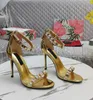 Été Marque Sandales Polies Chaussures Femmes Strass Goujons En Cuir Verni Or Argent Noir Talons Hauts Robe De Soirée De Mariage Dame Sexy Marche EU35-43