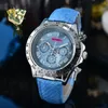 Popularne męskie kobiety pełne funkcjonalne zegarki oryginalne skórzane klamry kwarcowe ruch chronograf prezydent Roman Number Bransoletka Prezenty na rękę