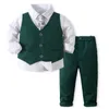 Clothing Sets Boys Suits Blazers Clothes Suits For Wedding Formal Party Striped Baby Vest Shirt Pants Kids Boy Outerwear Clothing Set 231027