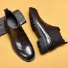 Ботинки, классические ковбойские ботинки из натуральной телячьей кожи, мужские туфли на шнуровке с круглой головкой, высококачественные формальные броги до щиколотки для мужчин