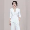 Damen Zweiteilige Hosen Frühling Herbst Weißes Set Weites Bein Hosenanzüge Mode Schnür Langarm Blazer Mäntel 2 Sets Damen Büro Outfits