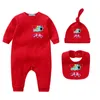 100%cotton Newborn Kids Rompers Hat Sets Baby Boys Girls Designer Clothes Print Jumpsuit Short Sleeves Jumpsuits Hats Bibs 3 Piece Set CYD23102702