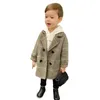 Vestes d'hiver grille garçons fille laine double boutonnage bébé garçon trench-coat revers automne vêtements d'extérieur pour enfants manteaux printemps laine pardessus 231026