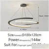 Hanglampen Hanglampen Scandinavisch design Ring Restaurantlamp Modern Eenvoudig Woonkamer Slaapkamer Hang Zwart Rond Eetkamerverlichting Fixt Dhzrc