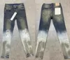 2024 Purple Designer Mens Jeans Men Knee Skinny Size 28-40 Motorcykel Trendy Long Straight Hole High Street Denim JKI668