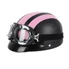 Motorradhelme Helm Männer Und Frauen Klassisches Leder Vintage Open Face Halbmotorroller Elektrische Schutzbrille