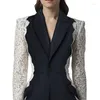 Abiti da donna Giacche firmate di fascia alta Abiti autunnali di lusso Vintage con intaglio Patchwork Manica in pizzo Cappotto sottile Blazer per le donne 2023