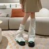 Kvinnors strumpor xingqing y2k 2000s estetisk kontrastfärg stickad knähög boot manschetter söt japansk slouch