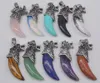 Pendentif Colliers Amethysurquoise/Aventurine/Cristal/Grès/Quartz Rose/Lapis/Opale Dents Dragon Bijoux De Mode Pour Femme Cadeau