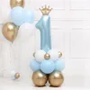 Christmas Decorations 30inch Crown Number 1 Balloons Kit 1st Birthday Party Decoration Foil Balloon Blue Pink Balloon Globos Baby Shower Decoration 231027