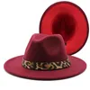 Berets Fedora Hats For Women Classic Wide Brim Hat With Leopard Belt Buckle Felt Panama Girls Men Jazz Cap 2023