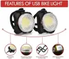Bisiklet Işıkları USB Şarj Edilebilir Bisiklet Tay Lamitleri Süper Parlak LED Farlar Bisiklet Su Geçirmez Güvenlik Flaş 5-Işık Modu Seçenek 231027