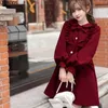 Dameswolmengsels Winter Wollen damesjas Japanse Lolitastijl Zoete Kawai Strik A-lijn Losse jassen Dames Elegant Herfst Koreaanse mode Uitloper 231026