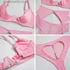 Set sexy 3 pezzi Cuore Hollow Lingerie erotica Kit reggiseno aperto Push Up Bralette Biancheria intima sexy sensuale Crotchless Mutandine Giarrettiera Intimo T231027