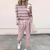 Gymkleding Tweedelige damesoutfit Lange mouw Ronde hals Pullover Tops en broeken Trainingspak Jumpsuit Chique cocktailjurken