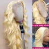 Synthetische Perücken 13x4 13x6 HD Transparent 613 Blonde Lace Frontal Echthaar Körperwelle 180 % malaysische Vorderseite 231027