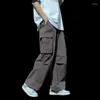 Pantalons pour hommes Américain Rétro Fonctionnel Salopette Printemps et Automne High Street Ins Tendance Tube Droit Lâche Décontracté