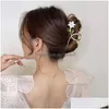 Grampos de cabelo barrettes novas mulheres metal garra de cabelo elegante ouro flores clipes barrette caranguejo bandana rabo de cavalo clipe headwear ac dhgarden ot7q1