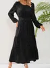 Casual Kleider Frauen Spitze Kleid Herbst Sexy Durchsichtig Lange Weibliche Blumendruck N Vintage Elegante Hülse Plissee Robe Longue