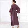 Vêtements ethniques Robes Caftan marocaines pour femmes Robe de fête de vacances Musulman Abaya Main Couture Perceuse Dubaï Ramadan Manches longues Casual Lâche