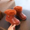 Boots 2023 New Solid Color British Style Girls' Casual Boots Plush Winter Soft Baby Short Boots Children's Shoes Direct Shipping 231027