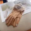 Mantens designer handskar lyx kvinnor fingertopp gåva ull av får män fem finger vantar ny vattentät ridning plus sammet termisk kondition