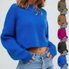 Suéteres de mujer 2023 marca Color sólido suéter de cuello redondo mujeres Europa moda Jersey mujer Jersey de punto de manga larga