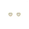 Stud Earrings Neixiu 925 Sterling Silver French Stone Heart Women Zircon Light Luxury Wedding 14K Gold Plating Gifts Wholesale