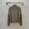 Autunno grigio tinta unita ricamo cardigan lavorato a maglia maglione manica lunga colletto alla coreana classico maglioni con cerniera cappotti B3O202202