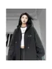 Kvinnors hoodies 2023 Vintage Black Jacket Sweatshirt Women Tie-Dyed Coat Long Sleeve Streetwear Casual Y2K vinter kvinnliga toppar