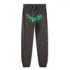 Designer Luxury 5555 Chaopai Classic Spider Web Green Foam Printing Pure Cotton Loose Hoodie and Pants Set