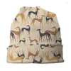 Beralar İtalyan Greyhound Sarkık Beanie Trend Kış Kafataları Beanies Hats Yetişkin Galgos Brown Whippet Sihthound Köpek Örme Kapak Kapağı