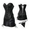 PLUS TAILLE Femmes Mode Clubwear Robe Corset Tenue Sexy En Cuir PVC Overbust Bustier Corselet et Mini Jupe À Lacets Latéraux S-6XL 241W