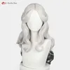 Costumes Catsuit jeu identité V Cos Ada Mesmer Cosplay 66 cm gris dégradé noir bouclés femmes Anime perruque résistant à la chaleur cheveux synthétiques + bonnet de perruque