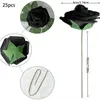 Flores decorativas Halloween rosas negras falsas 25/50 Uds tallo Flexible Artificial para el hogar