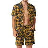 Men's Tracksuits Pumpkin Faces Men Sets Halloween Casual Shirt Set Hawaii Beachwear Shorts Summer Graphic Suit 2 Piece Clothes Big Size 2XL