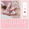 Unghie finte 24 pezzi Design finito Press On con decorazioni adesive Kit falso Ballerina Bara Suggerimenti per nail art artificiali