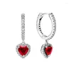 Orecchini a cerchio Classic 925 Sterling Silver Squisito brillante a forma di cuore rotondo Sole Luna Luce Fascino di lusso Regalo di gioielli da donna