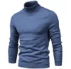 Hiver col roulé épais chandails hommes décontracté col roulé couleur unie chaud mince pull mode tricots pulls