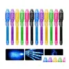 Multi Function Pens Wholesale Invisible UV Ink Marker Pen مع TravioLet LED Blacklight Secret Secret Conster Magic Effer Words Kid Dheln