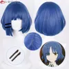 Costumes Catsuit de haute qualité Yamada Ryo Cosplay Anime Bocchi the Rock 30 cm bleu gris cheveux résistant à la chaleur femmes fille perruques de fête + bonnet de perruque