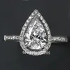 choucong Anello nuziale di fidanzamento in argento sterling 925 con zircone 5A a forma di pera Sz 5-11 regalo S18101607233E
