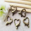 Large Good Quality Antique Bronze Silver tone Heart Shape Lobster Clasp Hooks Connector Pendant Charm Finding DIY Accessory Jewell2327