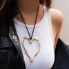 Collares colgantes exagerados collar de corazón hueco grande para mujeres color negro cadena de cuerda ajustable fiesta joyería de boda regalo de moda