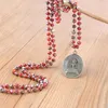 Ожерелья с подвесками KELITCH красного цвета, Будда йоги, Y-образные бусины из натурального камня, эффектные браслеты, ювелирные изделия Mala