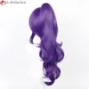 Trajes de Catsuit 61 cm Asahina Mafuyu Cosplay Anime Projeto SEKAI COLORIDO ESTÁGIO Roxo Escuro Encaracolado Resistente Ao Calor Perucas de Cabelo + Peruca Cap